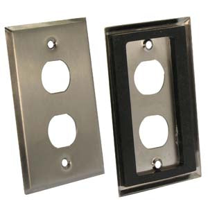 2-Port Single Gang Stainless Steel Wallplate with Water Seal 2-Port Single Gang Stainless Steel Wallplate with Water Seal